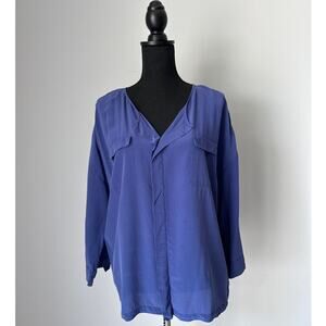 Roberto Collina Blue Silk Top Sz XL